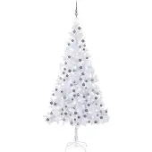 vidaXL Kunstkerstboom met verlichting en kerstballen 910 takken 210 cm