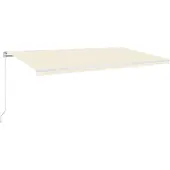 vidaXL Markies, handmatig uitrolbaar met LED-verlichting, 600x300 cm, crème