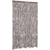 vidaXL Vliegengordijn 118x220 cm chenille bruin en wit