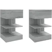 vidaXL Nachtkastjes 2 st 40x35x65 cm bewerkt hout grijs sonoma eiken