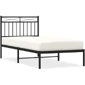 vidaXL Bedframe met hoofdbord metaal zwart 90x190 cm
