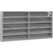 vidaXL Vitrinekast 100x8,5x50 cm bewerkt hout grijs sonoma eikenkleur