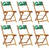 vidaXL Klapstoelen, 6 stuks, groene stof en massief hout