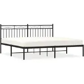 vidaXL Bedframe met hoofdbord metaal zwart 180x200 cm