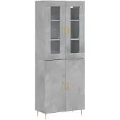 vidaXL Hoge kast 69,5x34x180 cm bewerkt hout betongrijs