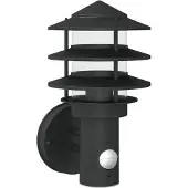 vidaXL Buitenwandlamp met bewegingssensor, zwart, roestvrij staal