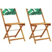 vidaXL Inklapbare stoelen 2 st bladpatroon massief acaciahout en stof