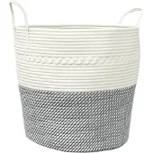 vidaXL Opbergmand Ø 43x38 cm katoen grijs en wit