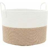 vidaXL Opbergmand Ø 51x33 cm katoen bruin en wit