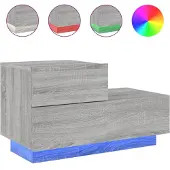 vidaXL Nachtkastje met LED-verlichting 70x36x40,5 cm grijs sonoma