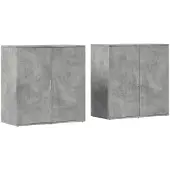 vidaXL Dressoirs, 2 stuks, betonkleur, 79x38x80 cm, houtvezelplaat