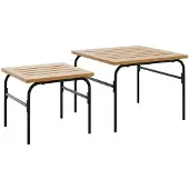 vidaXL 2-delige Tuintafeltjesset staal bruin en zwart