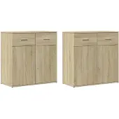 vidaXL Dressoirs 2 st 79x38x80 cm bewerkt hout sonoma eikenkleurig