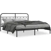 vidaXL Bedframe met hoofdbord metaal zwart 193x203 cm