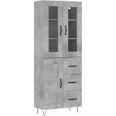 vidaXL Hoge kast 69,5x34x180 cm bewerkt hout betongrijs