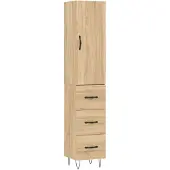 vidaXL Hoge kast 34,5x34x180 cm bewerkt hout sonoma eikenkleurig