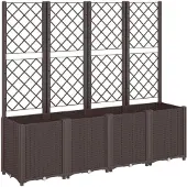 vidaXL Plantenbak met latwerk 160x40x140 cm polypropeen bruin