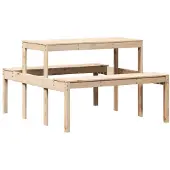 vidaXL Picknicktafel 110x134x75 cm massief grenenhout