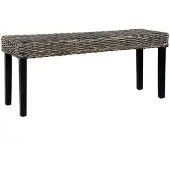 vidaXL Bankje 110 cm natuurlijk kubu rattan en massief mahoniehout zwart