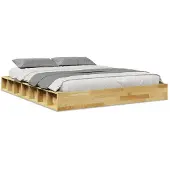 vidaXL Bedframe zonder matras 140x200 cm massief hout eiken