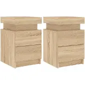 vidaXL Nachtkastjes met LED-verlichting 2 st 35x39x55 cm sonoma eiken