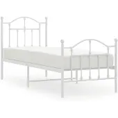 vidaXL Bedframe met hoofd- en voeteneinde metaal wit 75x190 cm