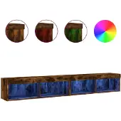 DKD Home Decor Tv-meubels met LED-verlichting 2 st 100x30x30 cm gerookt eiken