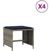 vidaXL Tuinkrukken 4 st met kussens 40x40x35 cm poly rattan grijs