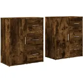 vidaXL Dressoirs 2 st 60x31x70 cm bewerkt hout gerookt eikenkleurig