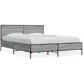 vidaXL Bedframe bewerkt hout metaal grijs sonoma eiken 140x190 cm