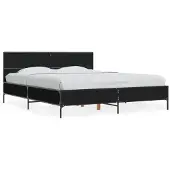 vidaXL Bedframe bewerkt hout metaal zwart 150x200 cm