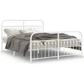 vidaXL Bedframe met hoofdeinde en voeteneinde, metaal, wit, 150x200 cm