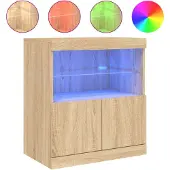 vidaXL Dressoir met LED-verlichting, Sonoma-eikenhout, 60x37x67 cm