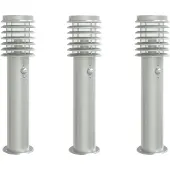 vidaXL Wegverlichting met bewegingssensor, 3 stuks, zilverkleurig, 60 cm, roestvrij staal