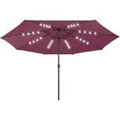 vidaXL Parasol met LED-verlichting 400 cm bordeauxrood