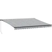 vidaXL Handmatig Zonnescherm 4,5 x 3,5 m Antraciet en wit gestreept