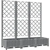 vidaXL Plantenbak met latwerk 120x40x121,5 cm polypropeen lichtgrijs