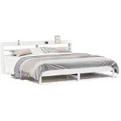 vidaXL Massief houten bed zonder matras, wit, 180x200 cm, van grenenhout