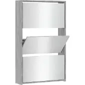 vidaXL Schoenenkast met spiegel 3-laags 63x17x102,5 cm grijs sonoma