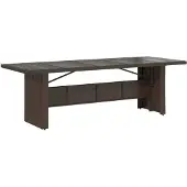 vidaXL Tuintafel met glazen blad, bruin, 240x90x75 cm, polyrotan