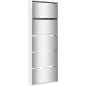 vidaXL Schoenenkast met spiegel 5-laags 63x17x169,5 cm hoogglans wit