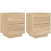 vidaXL Nachtkastjes met LED-verlichting 2 st bewerkt hout sonoma eiken