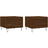 vidaXL Salontafels, 2 stuks, bruin, eikenlook, 50x50x40 cm, houtvezel