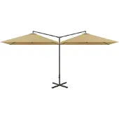 vidaXL Parasol dubbel met stalen paal 600x300 cm taupe