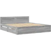 vidaXL Bedframe met hoofdeinde bewerkt hout grijs sonoma 180x200 cm