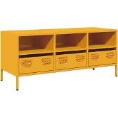 vidaXL Tv-meubel 101,5x39x43,5 cm koudgewalst staal mosterdgeel