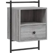 vidaXL Nachtkastje wandgemonteerd 40x30x61 cm hout grijs sonoma eiken