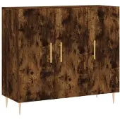 vidaXL Dressoir, gerookt eikenfineer, 90x34x80 cm, houtvezelplaat
