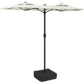 vidaXL Parasol dubbel dak met LED 316x145 cm zandwit