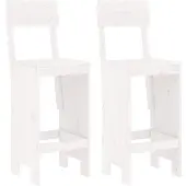 vidaXL Barkruk, 2 stuks, wit, 40x48,5x115,5 cm, massief grenenhout